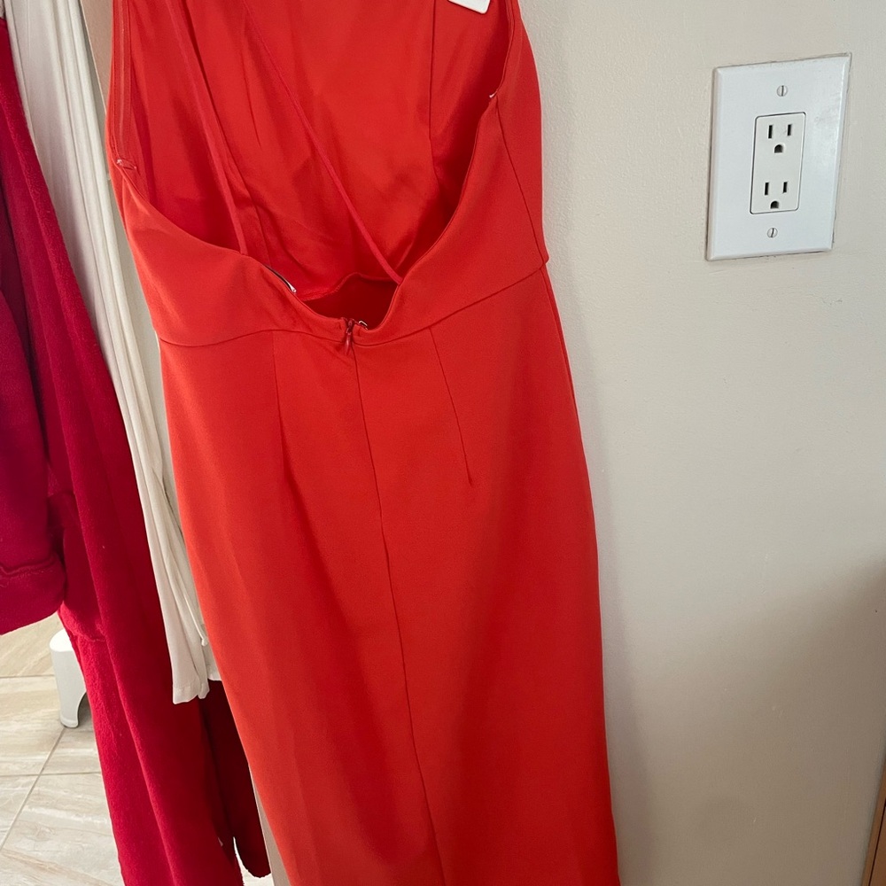 Hello Molly One Strap - One Shoulder Red Orange Dress - Picture 2 of 3